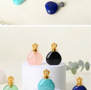 Pendentif flacon de parfum en cristal naturel flacon d'huile essentielle accessoires de bijoux DIY