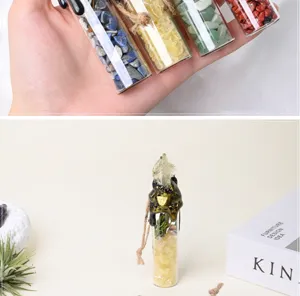Botella de cristal de piedras preciosas naturales mini adorno para decoración de casa