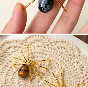 Natural crystal spider ornament desktop gemstone craft halloween decoration crystal decor