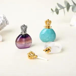 Pendentif flacon de parfum en cristal naturel flacon d'huile essentielle DIY bijou