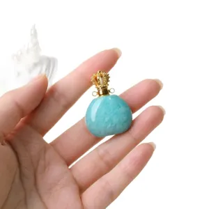 Pendentif flacon de parfum en cristal naturel avec capuchon couronne or bijoux DIY.