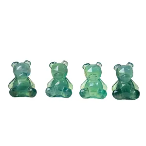 Handcrafted Green Fluorite Geometric Facet Sitting Bear Crystal Carving Figurine Main