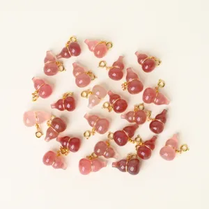 Natural strawberry quartz crystal gourd pendant jewelry DIY handmade necklace accessories charm wholesale
