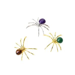 Crystal spider ornament gemstone desk decor set for unique home and Halloween party display.