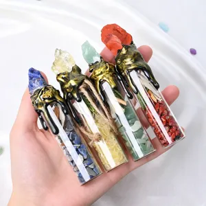Botella de deseos de vidrio de piedras preciosas de cristal natural mini decoración
