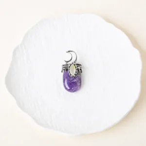 Natuurlijke kristal edelsteen legering hanger maan en ster charm sieraden ketting