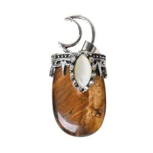 Natuurlijke edelsteen hanger legering maan ontwerp DIY ketting sieraden kristal groothandel