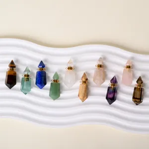 Natürlicher Kristallstein Parfümfläschchen Anhänger für ätherisches Öl Diffusor Schmuck