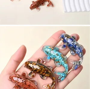 Crystal stone resin koi fish ornament detail view, perfect for car or home decoration use.
