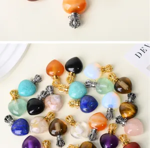 Pendentif flacon de parfum en cristal naturel en forme de coeur accessoires de bijoux