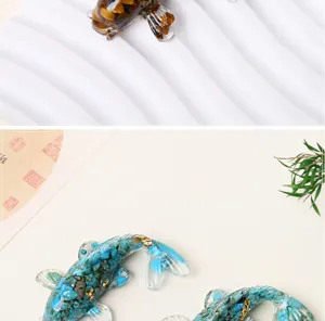 Natural crystal stone resin koi fish figurine car dashboard ornament home decor gift