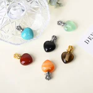 Pendentif flacon de parfum en cristal naturel en forme de coeur accessoire de sculpture DIY