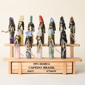 Natural gemstone crystal stone wishing bottles energy magic bottles home decor display stand