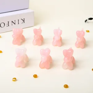 Natural rose quartz balloon dog crystal carving figurine, cute healing desktop decor display