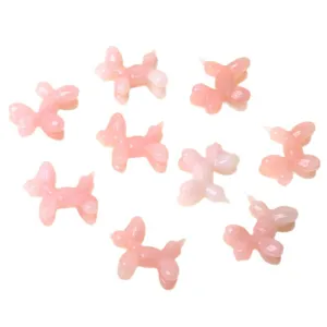 Natural rose quartz balloon dog crystal carvings healing desktop decor wholesale main view.