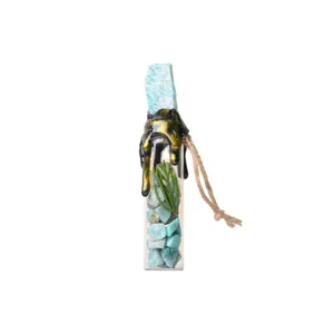 Natural crystal wishing bottle with chips, gemstone energy bottle for home decor and gifts.