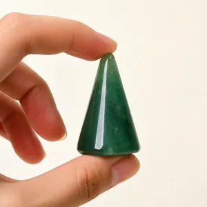 Support de bague conique en cristal vert naturel présentoir de bijoux de bureau 1pc