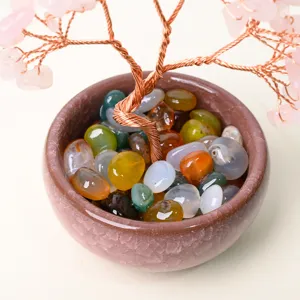 Arbre à argent en cristal naturel bonsaï en pierre précieuse pour décoration bureau maison.