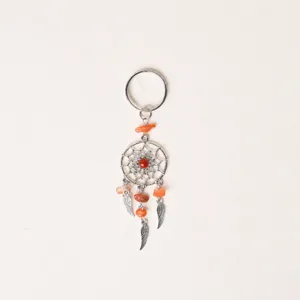 Natural crystal gravel dreamcatcher keychain metal alloy tassel pendant bag charm