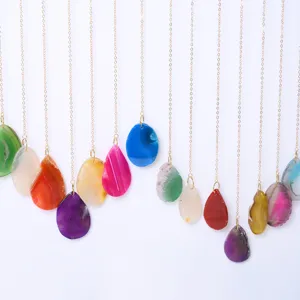 Kleurrijke natuurlijke agaat plak hangende hangers windgong huis muur decor kristal.