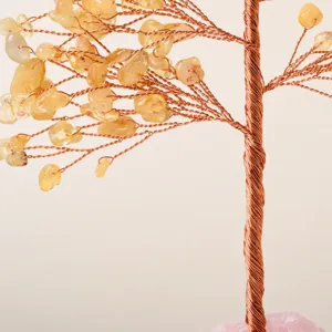 Natuurlijke citrien kristal geld boom feng shui decoratie met koperdraad voor thuis
