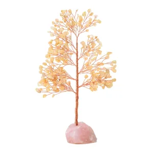 Natuurlijke citrien kristal boom met ruwe edelsteen basis voor thuis decoratie cadeau