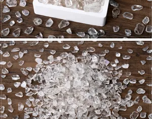 Natural clear white quartz crystal gravel stones for aromatherapy demagnetization and decor.