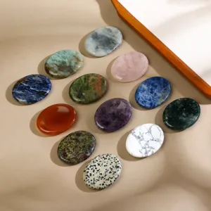 Natural Crystal Worry Stone Thumb Massage Stone Polished Pocket Palm Stone Mineral Gemstone Stress Relief