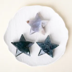 Natural agate star crystal gemstone ornament healing stone decor set for home desktop display
