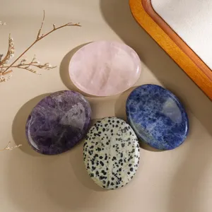 Natural crystal stress relief worry stones set thumb massage palm stones for relaxation