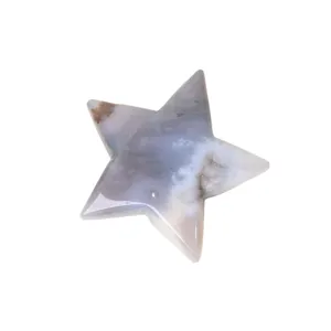 Natural moss agate five-pointed star crystal stone ornament for home decor and healing crystal