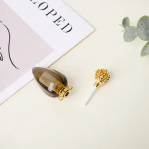 Ciondolo per bottiglia di profumo in cristallo naturale con tappo a corona dorata collana DIY.