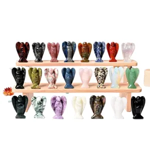 Natural crystal angel figurines healing stone pocket angel carvings for home decor and gifts