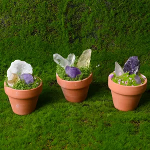 Crystal Raw Stone Potted Plants Home Desktop DIY Decor Natural Mineral Specimens