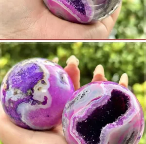 Natural Purple Agate Crystal Sphere Polished Quartz Gemstone Energy Ball Home Office Decor