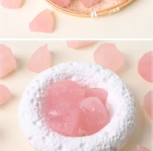 Natural rose quartz rough stones raw crystal chunks healing stone for aromatherapy and decor.