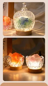 Kristalsteen aromatherapie diffuser lamp detail, vlamloze geurkristal voor slaapkamer thuis.