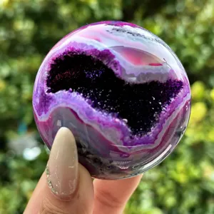 Natural purple agate crystal sphere geode gemstone decor for home office 5-7cm display piece