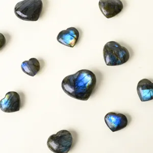 Natürlicher Labradorit Herz Palmstein Blauer Blitz Kristall Edelstein Deko Geschenk