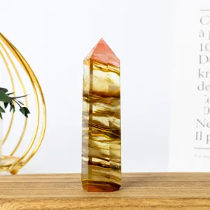 Natural Crystal Pillar Healing Point Hexagonal Wand Smelted Quartz Crystal Tower Home Decor Desk Ornament