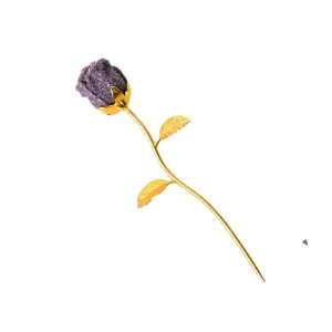 Exquisite natural crystal crushed stone epoxy rose flower home decoration ornament