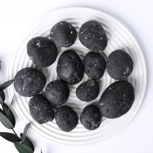 Natürlicher schwarzer Meteorit Roher Stein Mineral Kristall Probe Vulkanstein Aromatherapie