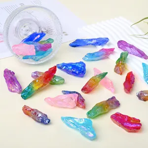 Cristaux de quartz aura électroplaqués colorés pierre brute naturelle pierres décoratives