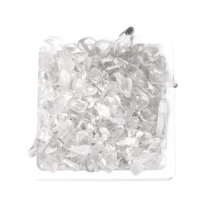 Natural white crystal chips healing stones set clear quartz tumbled stones in white tray