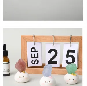 Natural crystal rough stone desktop ornament, cute creative office companion decor.