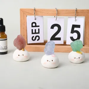 Natural crystal raw stone little bean desktop ornament cute creative decor for office desk