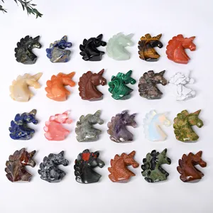 Natuurlijk Kristal Eenhoorn Beeldje Gesneden Ruwe Steen Dier Standbeeld Thuis Tafelblad Bureau Decor Genezing Kristal Ambacht