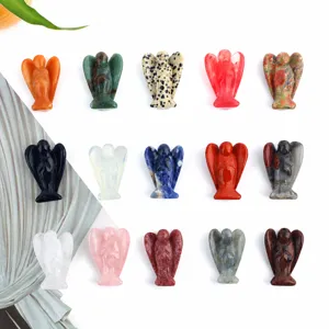 Natural crystal angel figurine gemstone carved quartz crystal pendant healing decoration gift