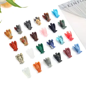 Natural crystal angel carving gemstone ornament, 1.5 inch quartz pocket crystal stone decor.