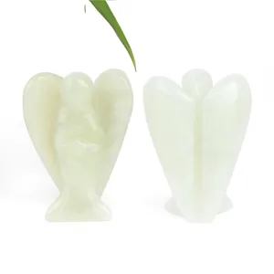 Natural crystal carved angel gemstone ornament, 1.5 inch quartz crystal healing figurine gift.